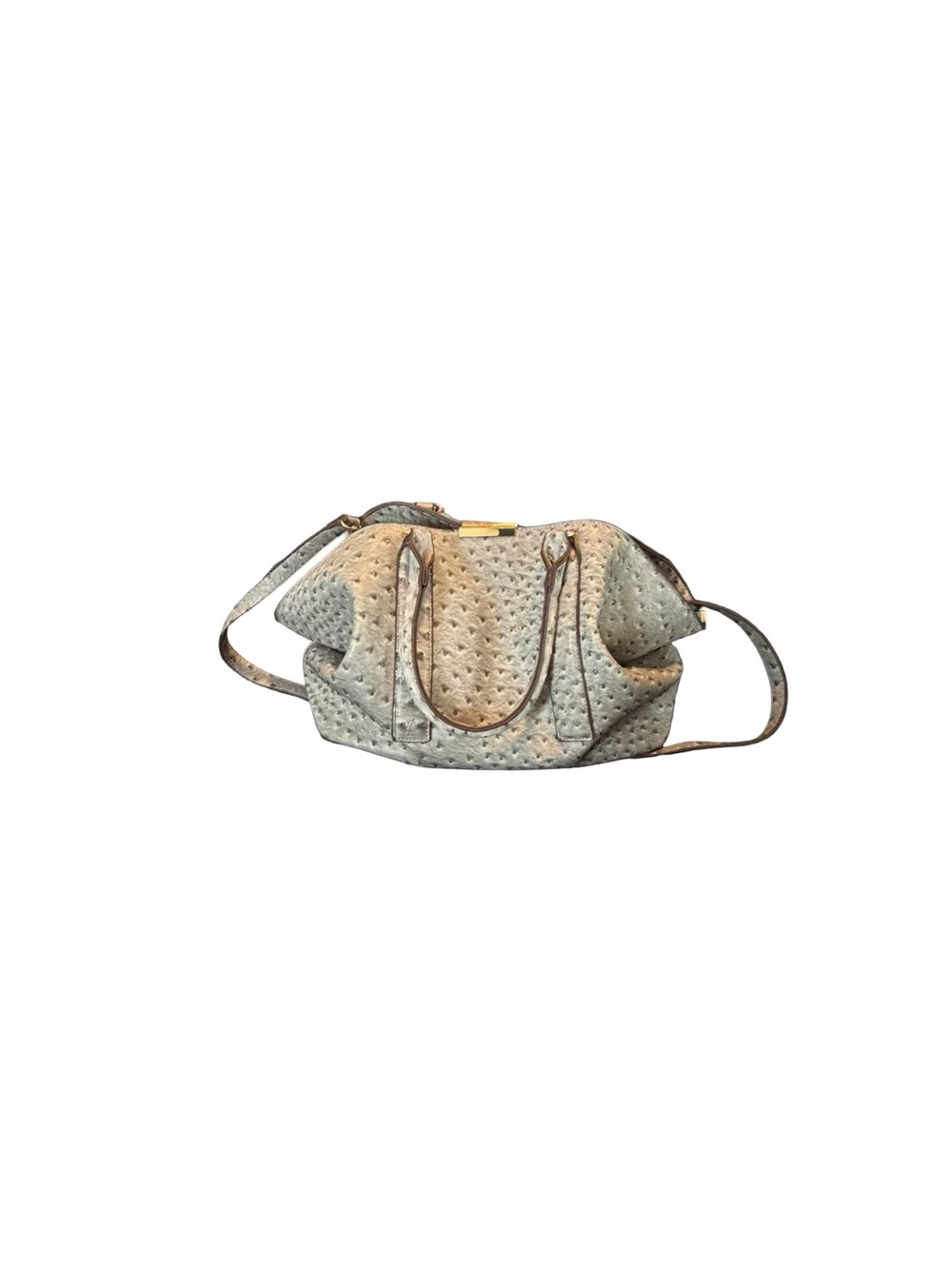 Gabriella Rocha Grey Faux Ostrich-Texture Dual Top With Gold Hardware - Picture 10 of 10